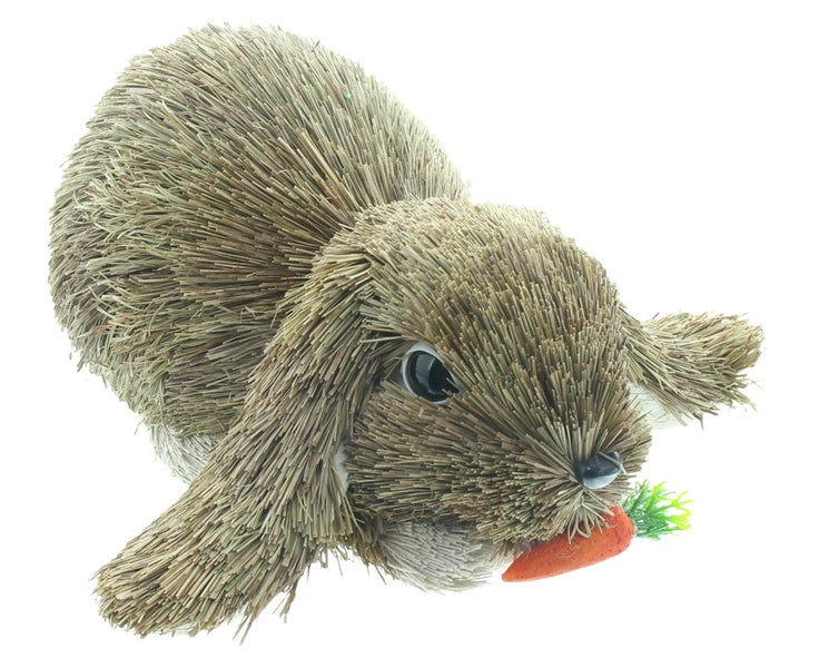 FRANK FLECHTWAREN|Figur Mümmelhäschen, 18 x 17 x 9 cm, STYROPOR, STROH, KUNSTSTOFF