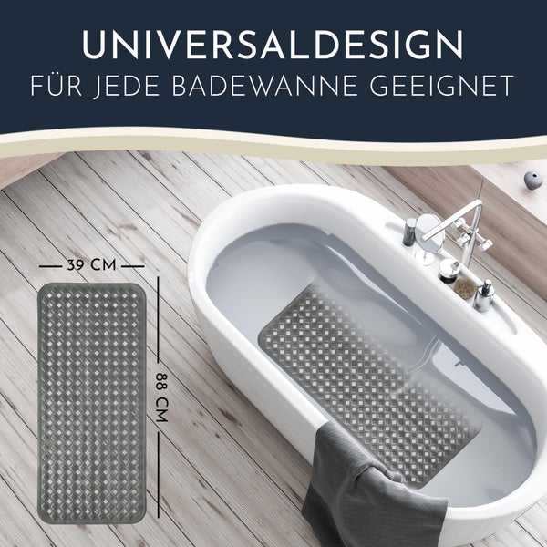 Homerella Badewannenmatte rutschfest Hautsensitiv 88x39cm, INKL. AUFHÄNGUNG | Antirutschmatte Badewanne BPA frei | Duschmatte schimmelresistent & maschinenwaschbar | Badematte rutschfest