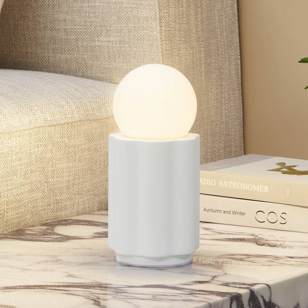 Lindby Tischlampe Nielson (Modern) in Weiß aus Gips/Ton (1 flammig, E27) - Tischleuchte Schreibtischlampe Nachttischlampe Wohnzimmerleuchte