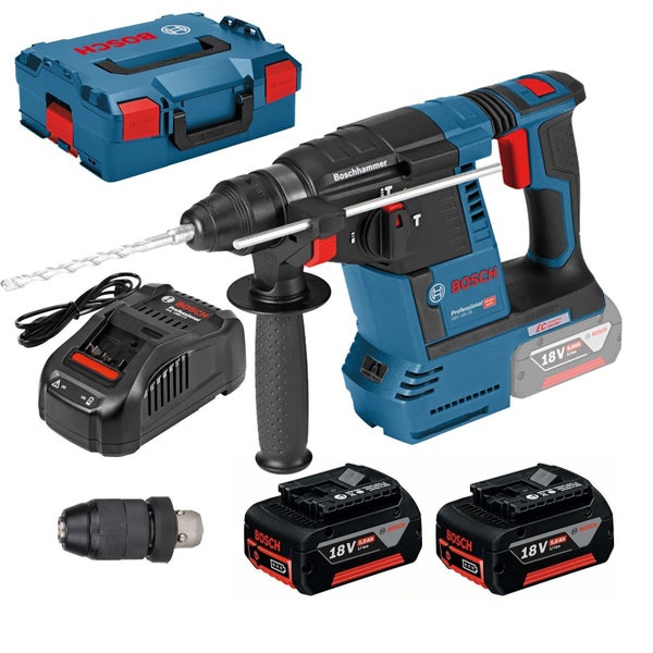 Bosch Akku-Bohrhammer GBH 18V-26 F / 2x 5,0 Ah Akku + Ladegerät in L-Boxx - 0611910007