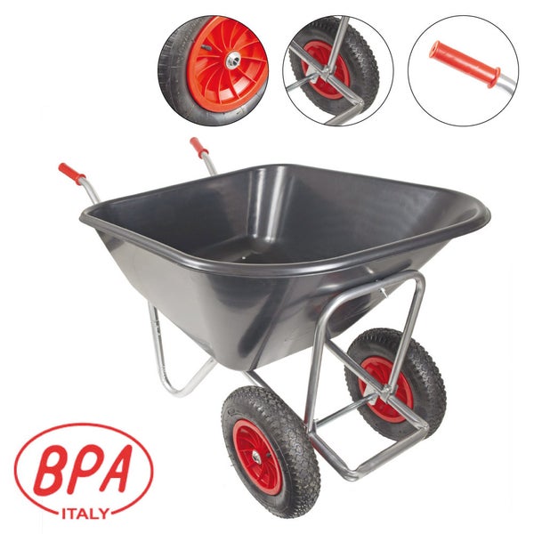 Schubkarre BPA BIG2RZ – 2-Rad Großmuldenkarre 240L, verzinkter Rahmen, Luftbereifung