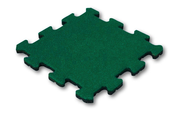 Gummifliese Grün 25 mm - 50 x 50 cm - Puzzle System Herzstück