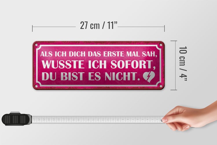 Blechschild Spruch 27x10cm als ich dich das erste Mal sah Dekoration