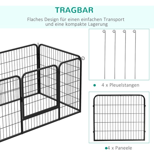 PawHut Welpenauslauf, 129B x 84T x 70H cm, Stahldraht, Schwarz