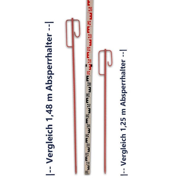 XXL Absperrleinenhalter Sonderanfertigung extra große ca. 1,5 Meter Laterneneisen rot 16mm / 50 x Set