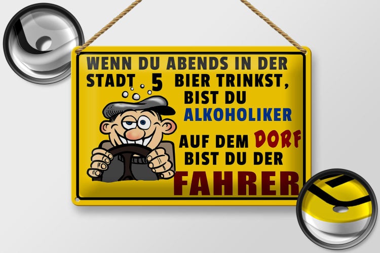 Blechschild Spruch 30x20cm wenn du abends 5 Bier trinkst