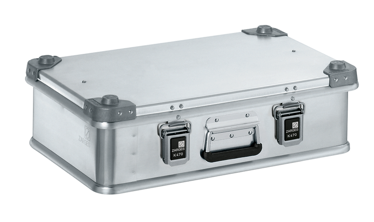 ZARGES K470 Aluminium Transportbox mit Staplecken und Klappverschluss für sichere Aufbewahrung