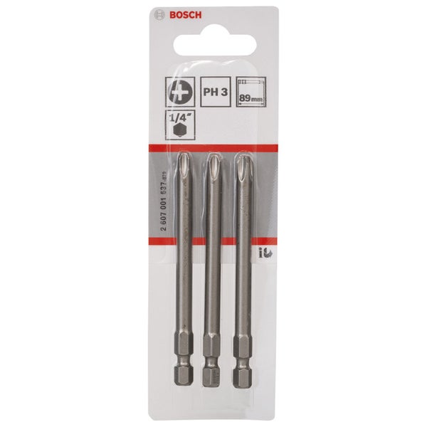 Bosch 3x Schrauberbit Extra-Hart, PH 3, 89 mm - 2607001537