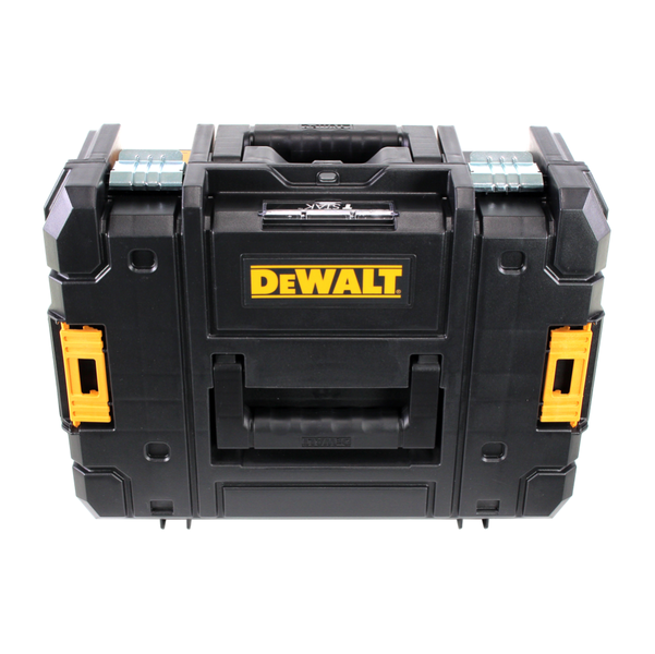 DeWalt Werkzeugbox TSTAK aus robustem Kunststoff mit Tragegriff und Metallschließen.