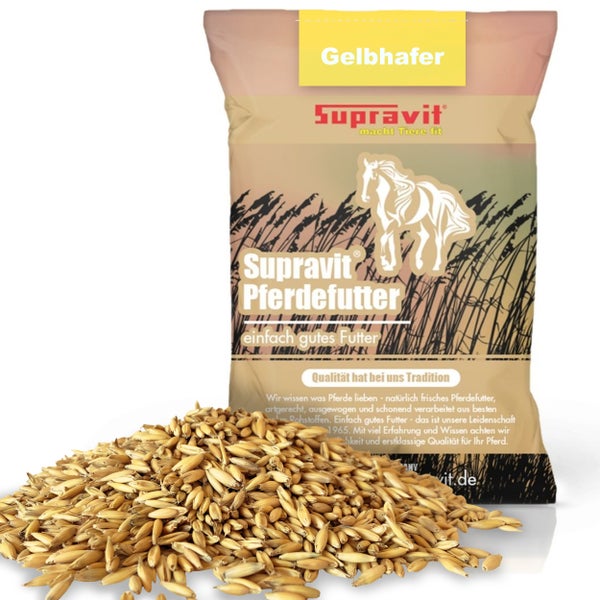 Supravit Gelbhafer Pferdefutter Packung mit gelbem Hafer
