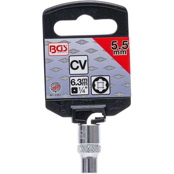 BGS Steckschlüssel-Einsatz Super Lock Antrieb Innenvierkant 6,3 mm (1/4) SW 5,5 mm - 2343