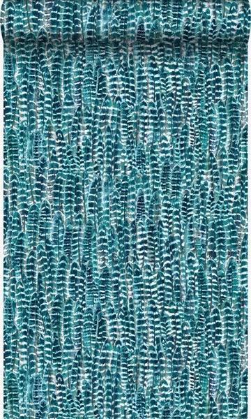 Origin Wallcoverings Tapete Federn Meeresgrün - 53 cm x 10.05 m - 347393