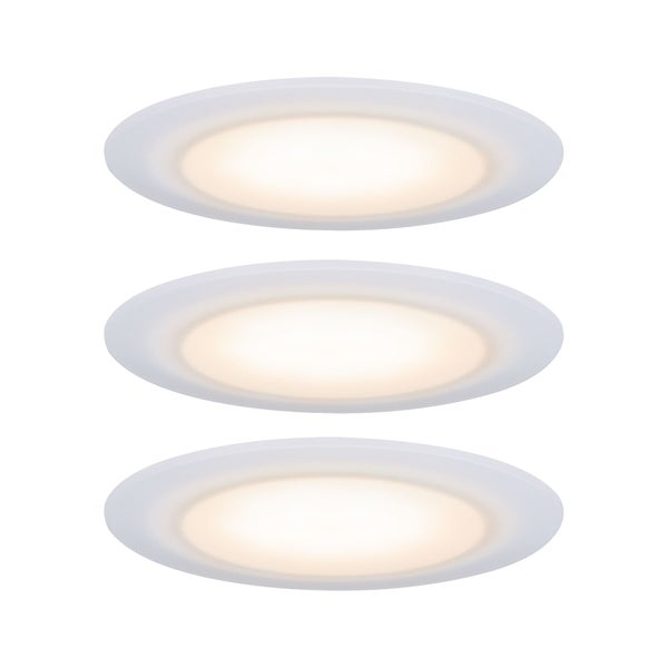 Premium LED Einbauleuchte Dim to Warm Suon Basisset IP44 rund 90mm 3x5W 3x450lm 230V dimmbar Dim to warm Satin, Weiß