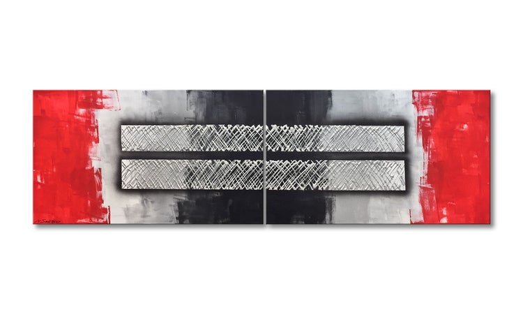 Das Wandbild -Silver Fury- 200x60x2 cm handgemaltes Unikat