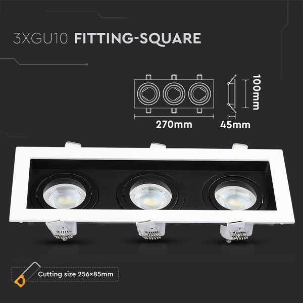 V-TAC VT-887 - LED-Strahler - Einbauleuchte - GU10 - IP20 - Weiß+Schwarz - Modell Nr: - VT-887