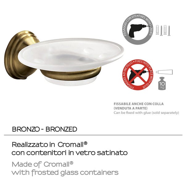 Glasschale und Edelstahl Halter in Bronzefarbe | Rosa