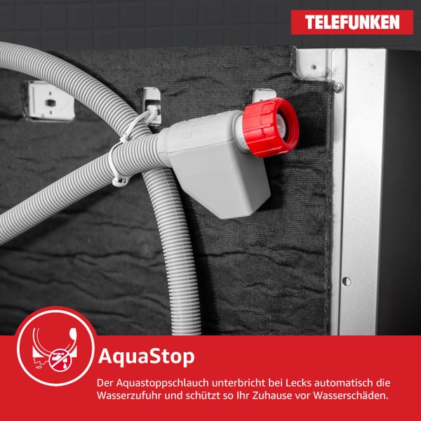 Telefunken Geschirrspüler 60 cm teilintegrierbar Einbau Spülmaschine 12 Maßgedecke 6 Programme AquaStop GET6012DI