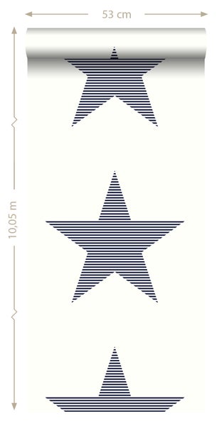 Tapetenrolle mit Sternmuster, 53 cm breit und 10,05 m lang