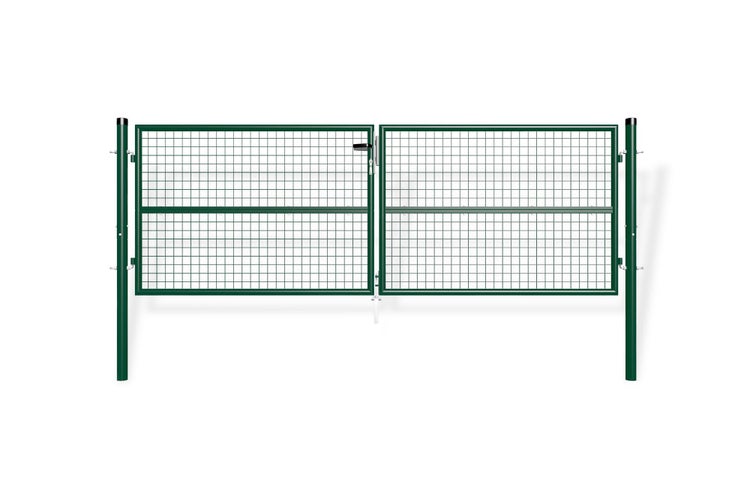OLGA Doppelflügeltor für Stabmattenzaun 3m  Breite 306 x Höhe 106 cm  Moosgrün, inkl. Griff, Schloss und Schlüssel I Gartenpforte Einfahrtstor Hoftür