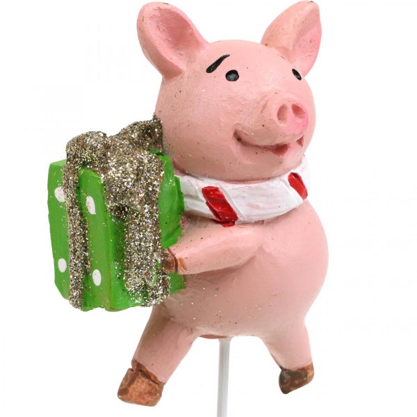 Dekofigur Schwein mit Geschenk