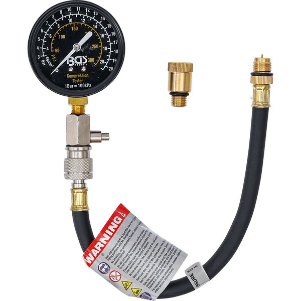 BGS technic Kompressionsdruckprüfer mit Manometer und Zubehör