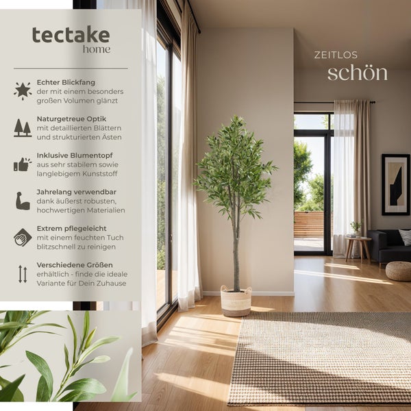 Dekorativer Kunstbaum Tectake im Wohnraum, mit Fenster und Teppich