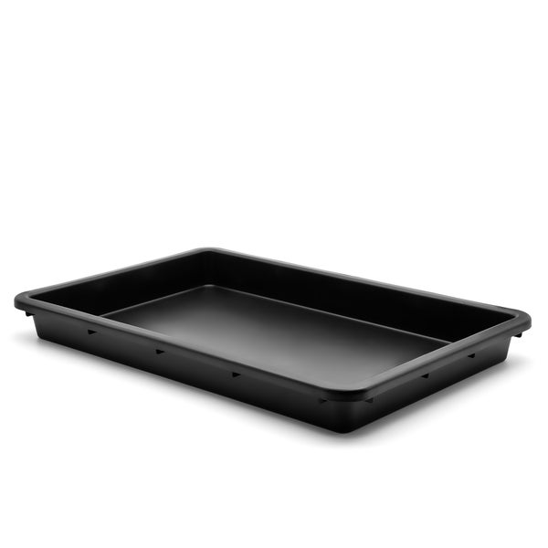 Schwarze Pflanzwanne aus Kunststoff