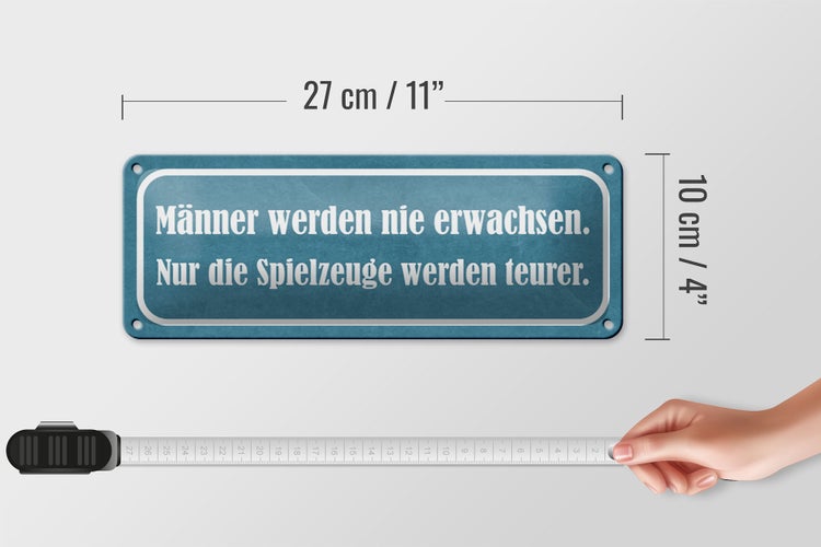 Blechschild Spruch 27x10cm Männer nie erwachsen Spielzeuge Dekoration