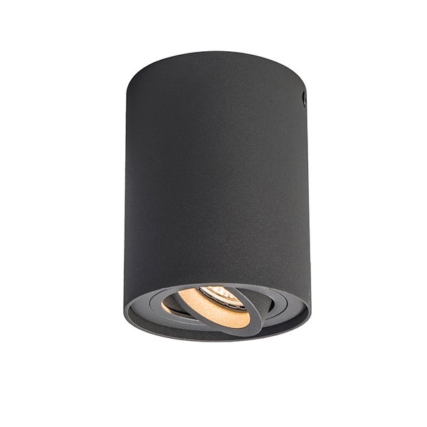 Schwarze Deckenleuchte mit zylindrischem Gehäuse