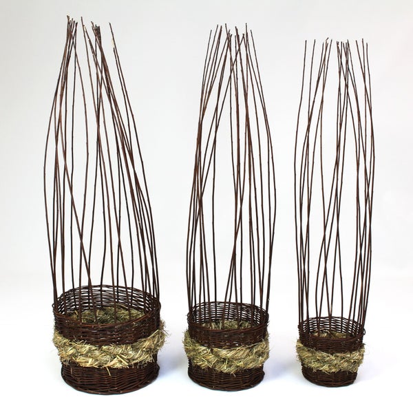 FRANK FLECHTWAREN | Pflanzkorb Naturzweig, 3er Set, WEIDE, ca. Ø 25 x 17 cm, GH 110 cm, Ø 29 x 22 cm, GH 113 cm, Ø 34 x 24 cm, GH 115 cm, bei Direktbepflanzung