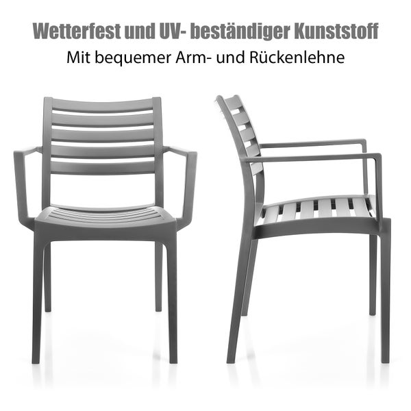 BigDean 2er Set Gartenstuhl Capri in Grau – stapelbarer Campingstuhl belastbar bis 160kg – wetterfester Essstuhl für indoor + outdoor Aktivitäten & Feiern geeignet – Made in Europe