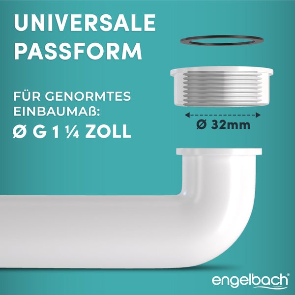 Engelbach® Raumsparsiphon für Waschbecken - Siphon 1 1/4 x 32mm inkl. Video-Anleitung