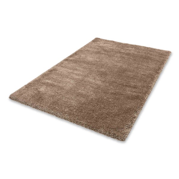 Rechteckiger Hochflor-Teppich in Braun, weicher Shaggy-Teppich für den Wohnbereich.