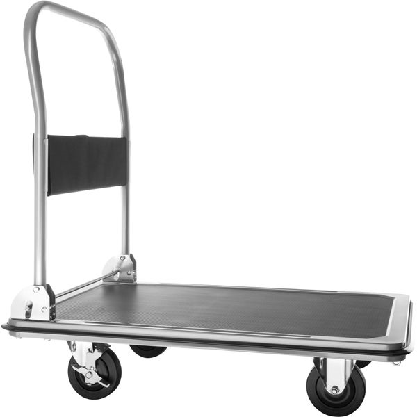 Plattformwagen tectake  Ladefläche 90 x 61 cm klappbarer Handgriff mit Aufbewahrungsfach schwarz