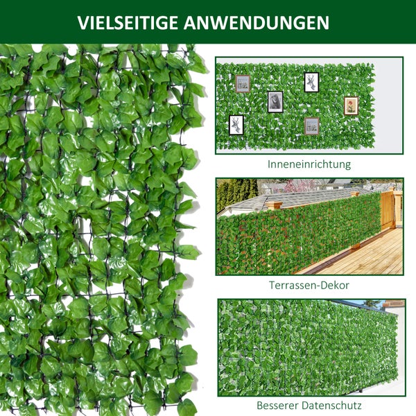 Outsunny Künstliche Hecke, 300 x 100 cm, PE, Gewebe, Hellgrün