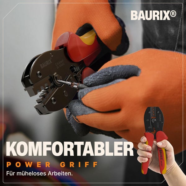 BAURIX Solar Crimpzange Set mit 12x Solar Stecker [2,5-6mm] I Solar Crimpzange Solar PV Kabel, Solarstecker Steck-Verbinder, Solar Kabel, PV Solar Stecker I Solar Werkzeug, Crimpzangen, Solar Zange