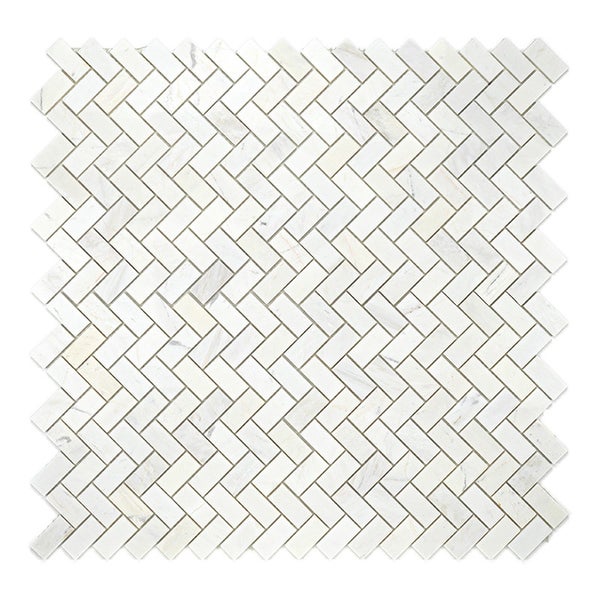 Mosaikfliesen aus Marmor in Fischgrätoptik für Wand und Boden