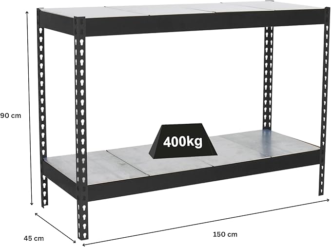 PROREGAL Schwerlastregal Mini Metal Yeti Two HxBxT 90 x 150 x 45 cm Fachlast 400 kg Anthrazit