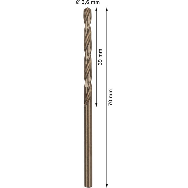 Metallbohrer, Durchmesser 3,6 mm, Länge 70 mm