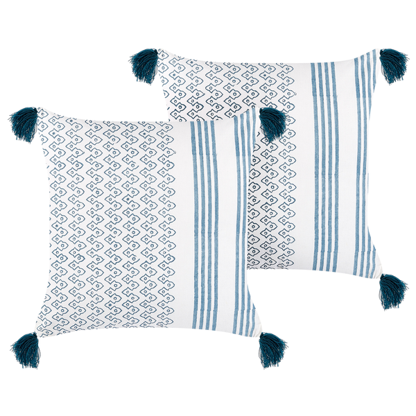 Dekokissen 2er Set TILIA Baumwolle 45 x 45 cm Blau Geometrisches Muster