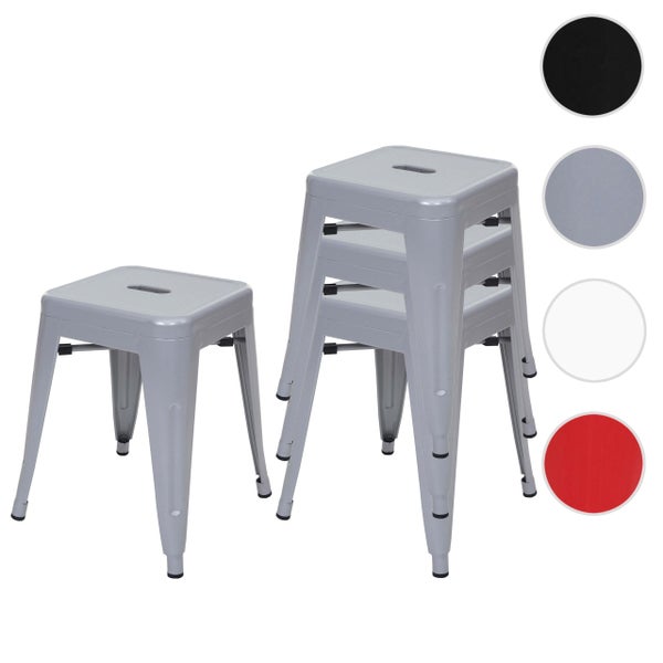 Stapelbare graue Hocker aus Metall, Möbel für den Innenbereich