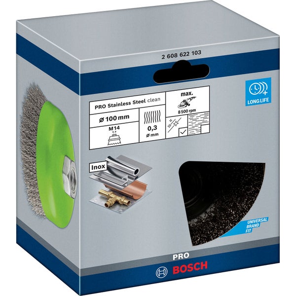 Bosch PRO Stainless Steel clean Topfbürste 100 x 0,30 mm Gewinde - 2608622103