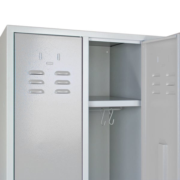 PROREGAL Garderobenschrank Ermine mit 3 Türen HxBxT 178 x 89 x 50 cm Lichtgrau Lichtgrau