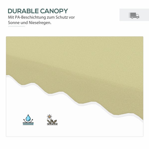 Outsunny Sonnenschirm, Balkonschirm mit UV-Schutz, 243cm x 243cm x 265cm, Metall, Beige