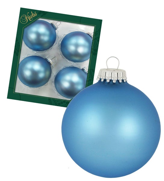 Hellblau-matt 8cm Glaskugeln uni, 4 Stck., Weihnachtsbaumkugeln, Christbaumschmuck, Weihnachtsbaumanhänger