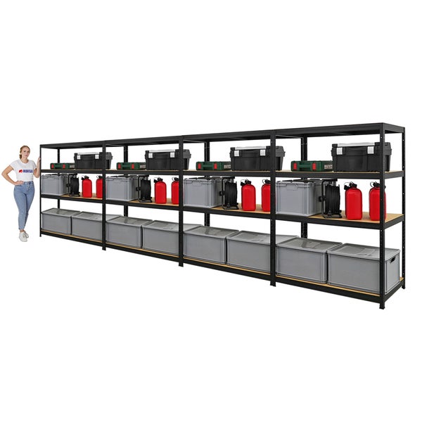 PROREGAL Mega Deal 4x Schwerlastregal Big Elephant HxBxT 160 x 120 x 60cm Fachlast 200kg Schwarz