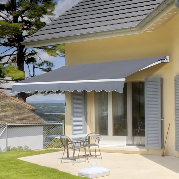 Outsunny Gelenkarmmarkise, Verstellbare Klemmmarkise, 3,95 x 3m, 100% Polyester (280g/m²), Aluminium, Grau