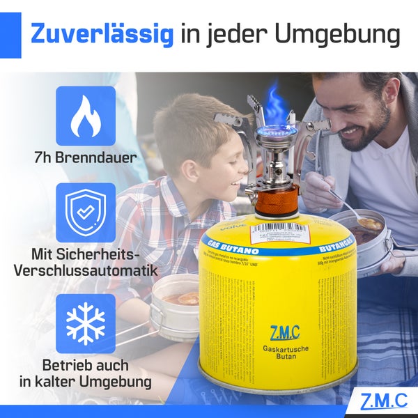 Z.M.C 1X Gaskartuschen 500g, Propan/Butan Gas 990ml, Gaskartusche EN417, Eurogewinde Schraubgewinde Anschluss, Schraubkartusche für Unkrautbrenner, Universal Druckgasdose mit Schraubventil