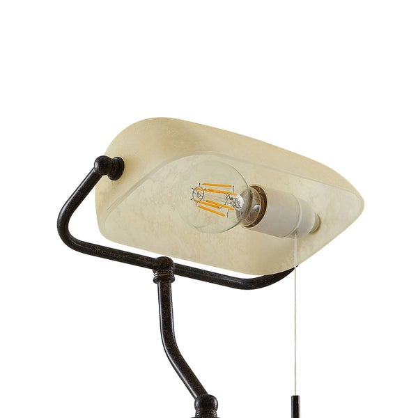 Lindby Tischlampe Profina (Retro, Vintage Antik) in Braun aus Metall (1 flammig E27) - Tischleuchte Schreibtischlampe Nachttischlampe Arbeitszimmerleuchte