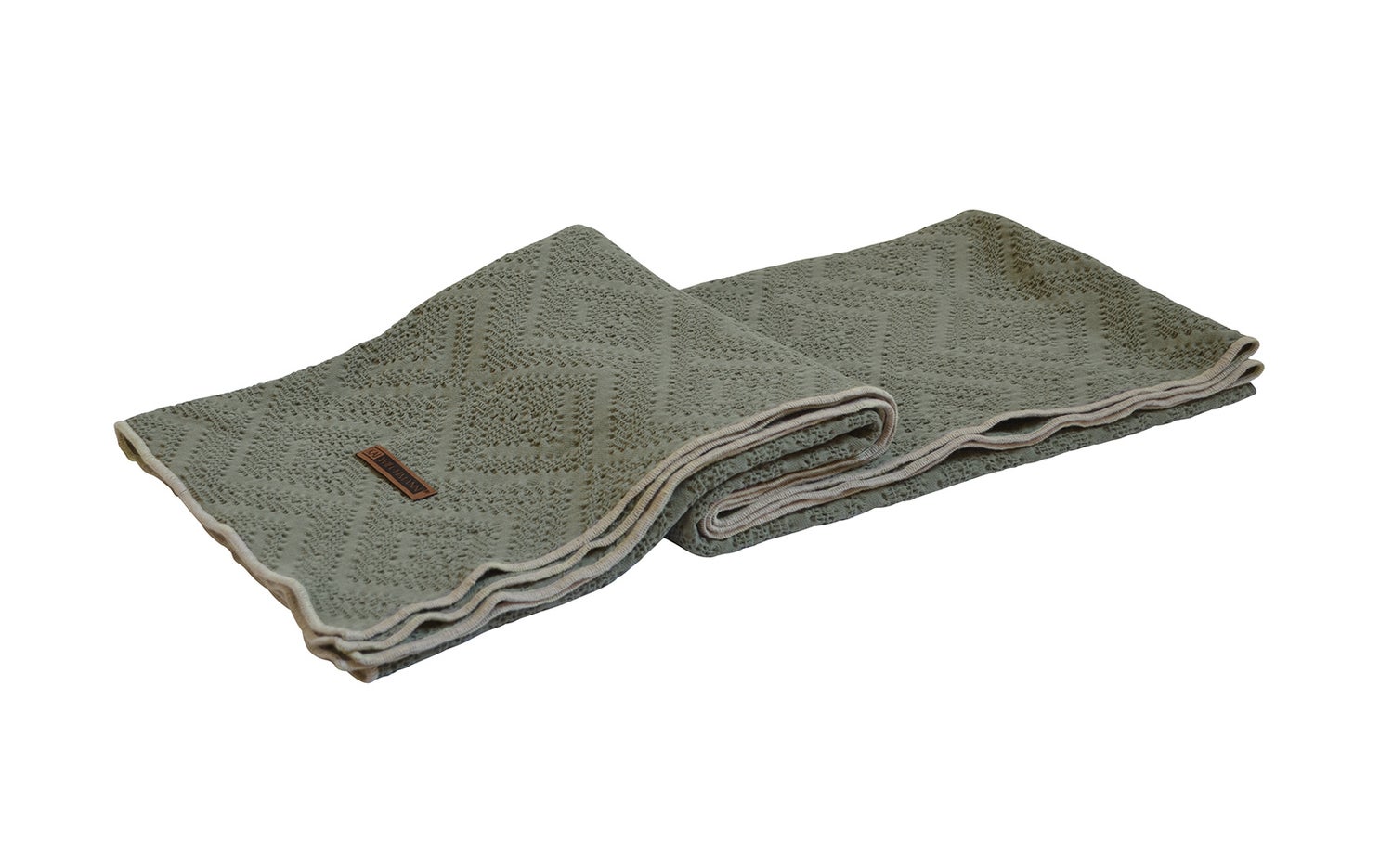 Decke Wohndecke Plaid 170 x 130 cm khaki olive Piqué aus 100 % Baumwolle premium